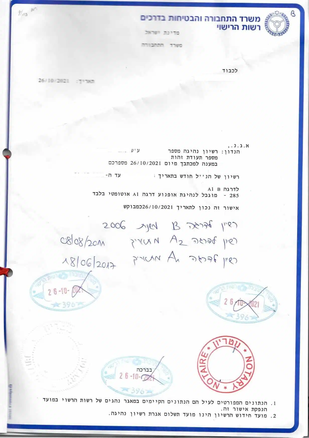 אימות רישיון נהיגה ישראלי עם אפוסטיל